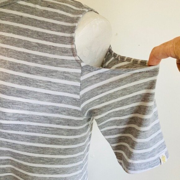 Gray & White Striped Cold Shoulder Casual Midi Dress By Simply Southern Size M - Picture 4 of 9